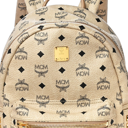 MCM Visetos Small Side Stud Stark Backpack Beige 8 of 12