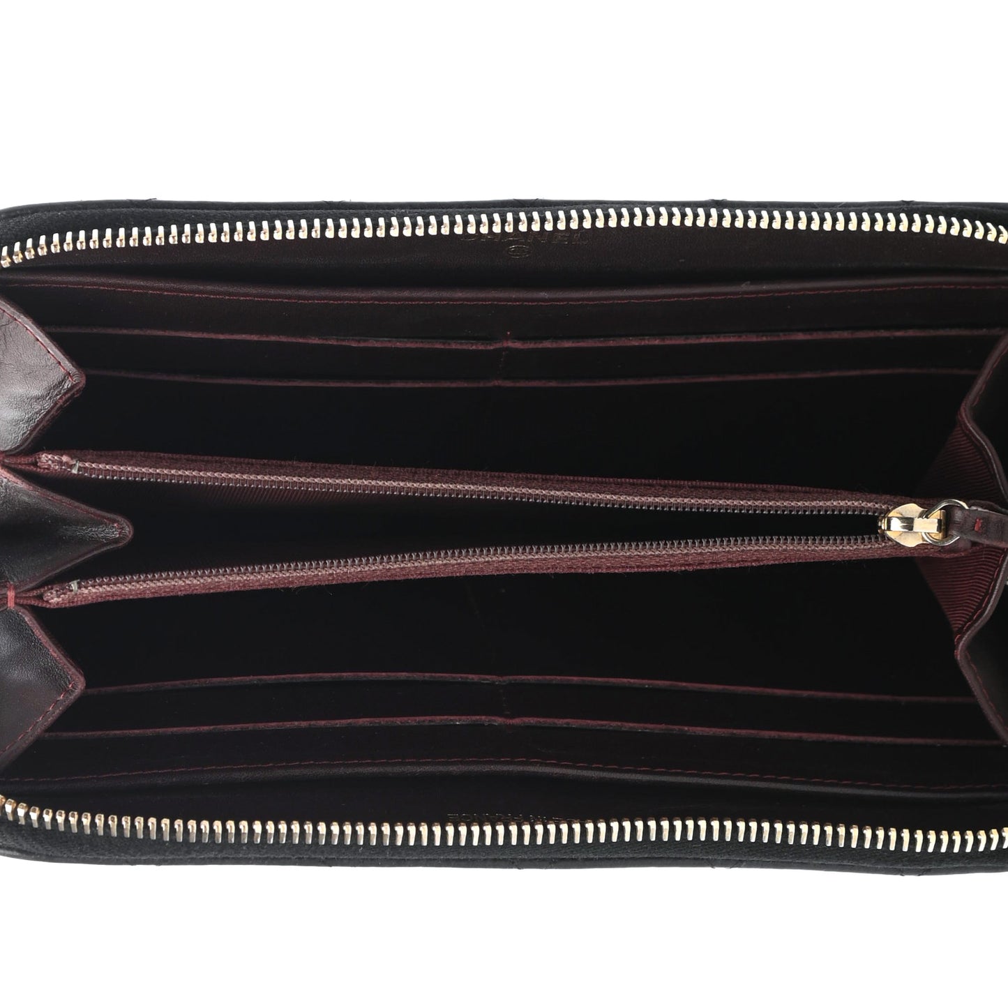 Caviar Quilted Large Gusset Zip Around Wallet Black