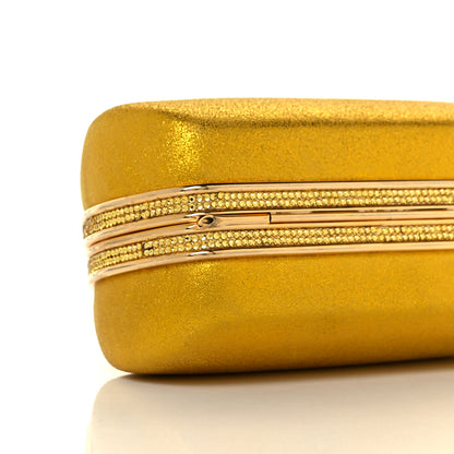 Judith Leiber Metallic Calfskin Swarovski Crystal Minaudiere Clutch Gold 6 of 7
