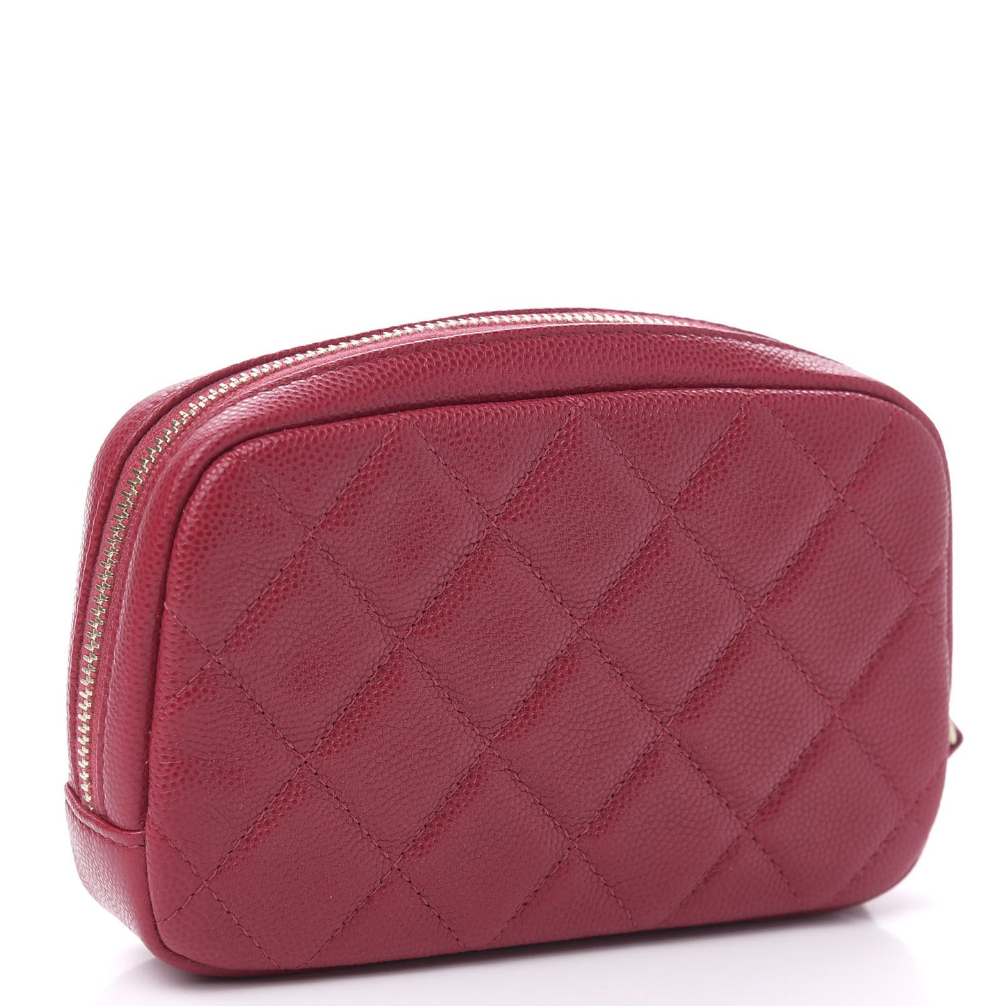 Lambskin Quilted Small Curvy Pouch Cosmetic Case Red