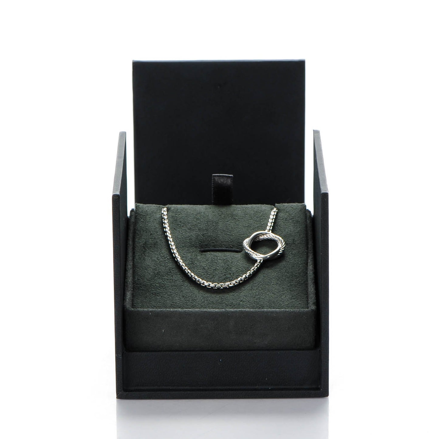 Sterling silver Pave Diamond 14mm Infinity Station Necklace