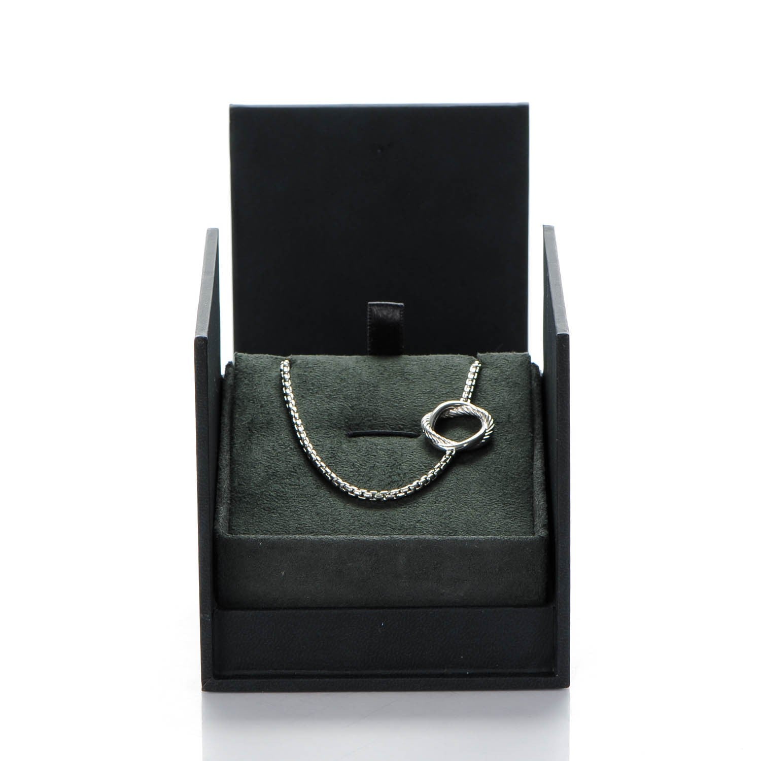 David Yurman Sterling silver Pave Diamond 14mm Infinity Station Necklace 7 of 7