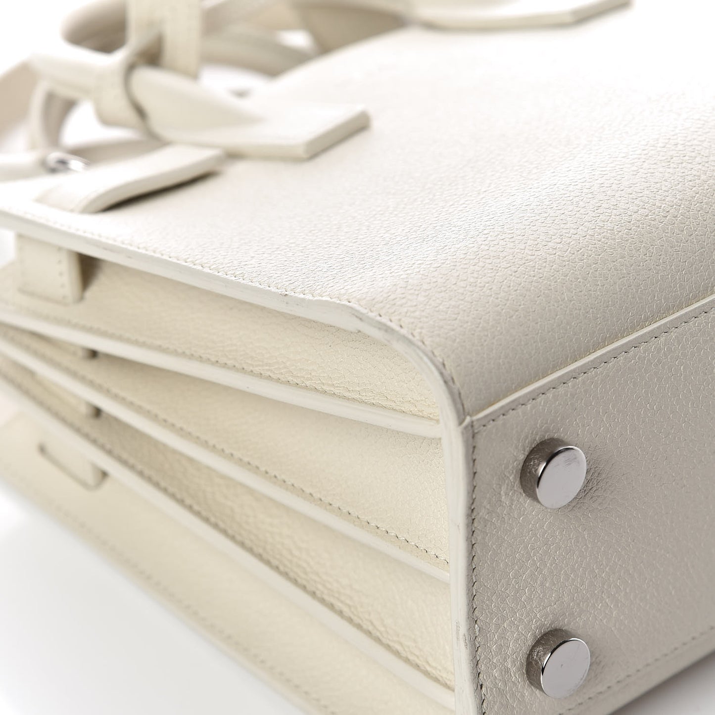 Grained Calfskin Nano Sac de Jour Dove White