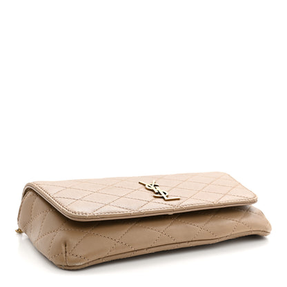 Saint Laurent Lambskin Quilted Gaby Phone Holder Crossbody Dark Toffee 4 of 13