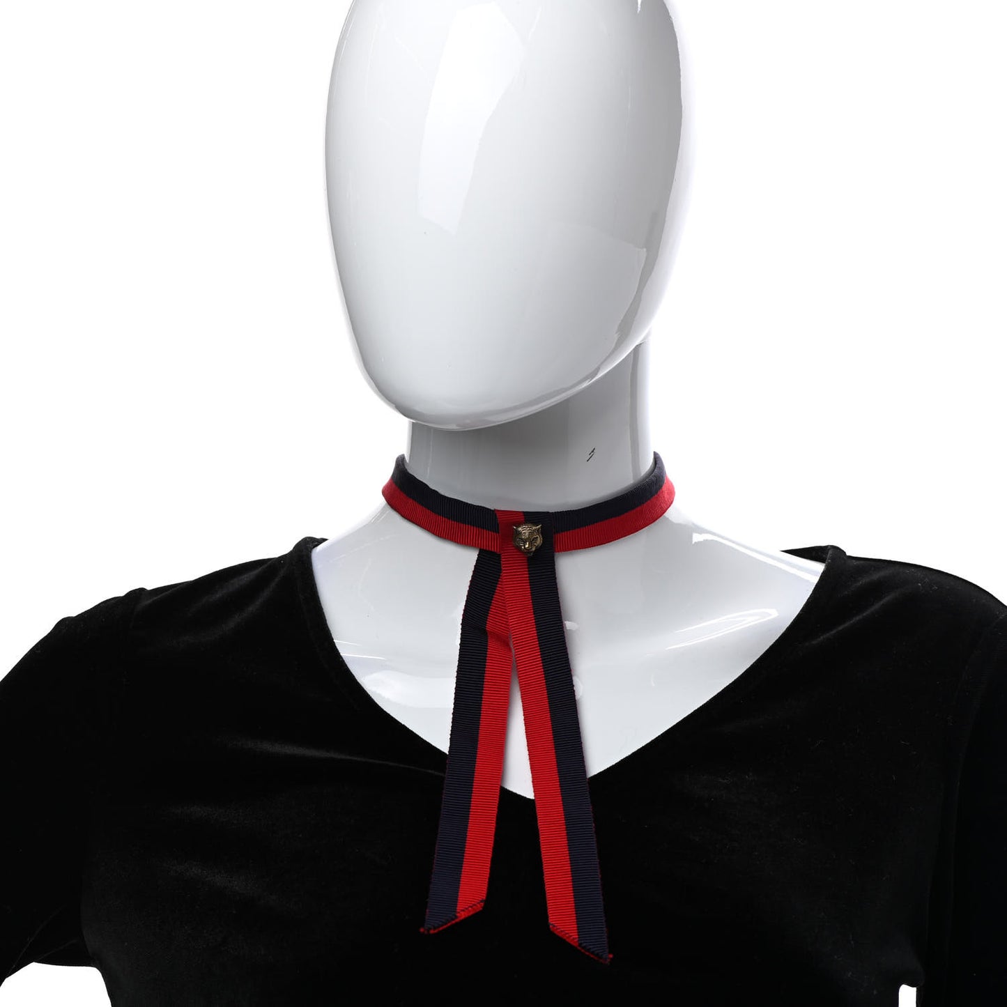 Grosgrain Web Feline Neck Bow Blue Red