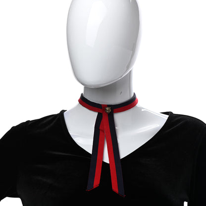 Gucci Grosgrain Web Feline Neck Bow Blue Red 2 of 6