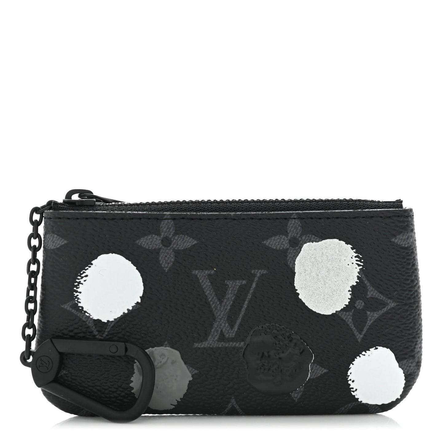 LV X YK Monogram Eclipse Key Pouch Black Silver
