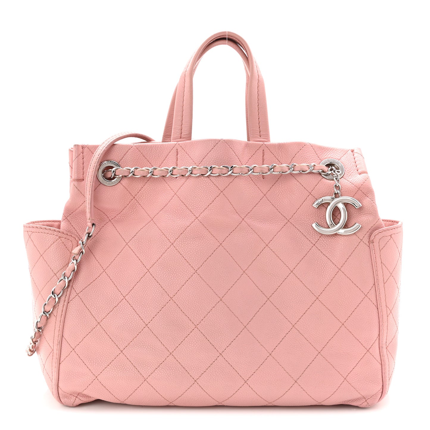 Caviar Stitched Small CC Pocket Tote Tote Pink