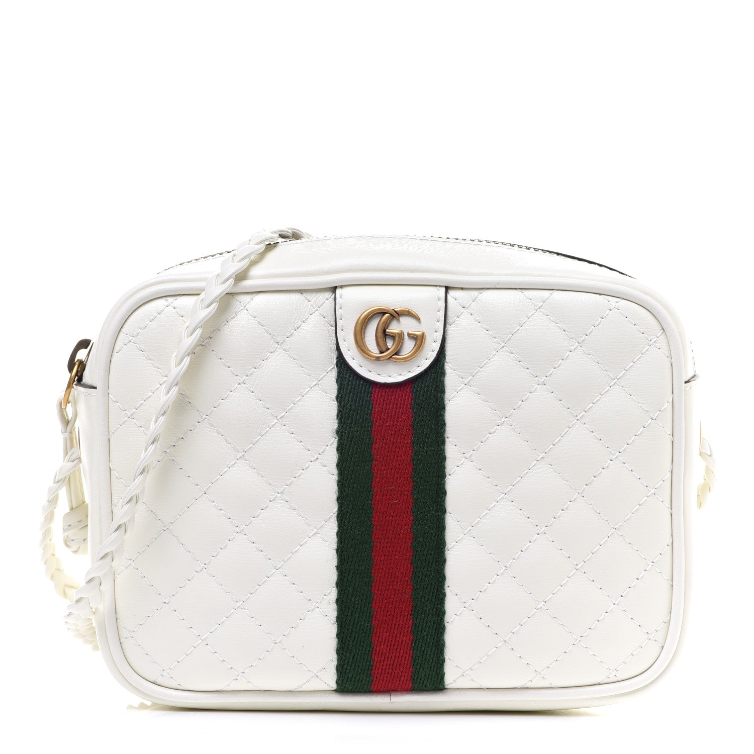 Gucci Calfskin Web Trapuntata Mini Shoulder Bag Off White 1 of 10