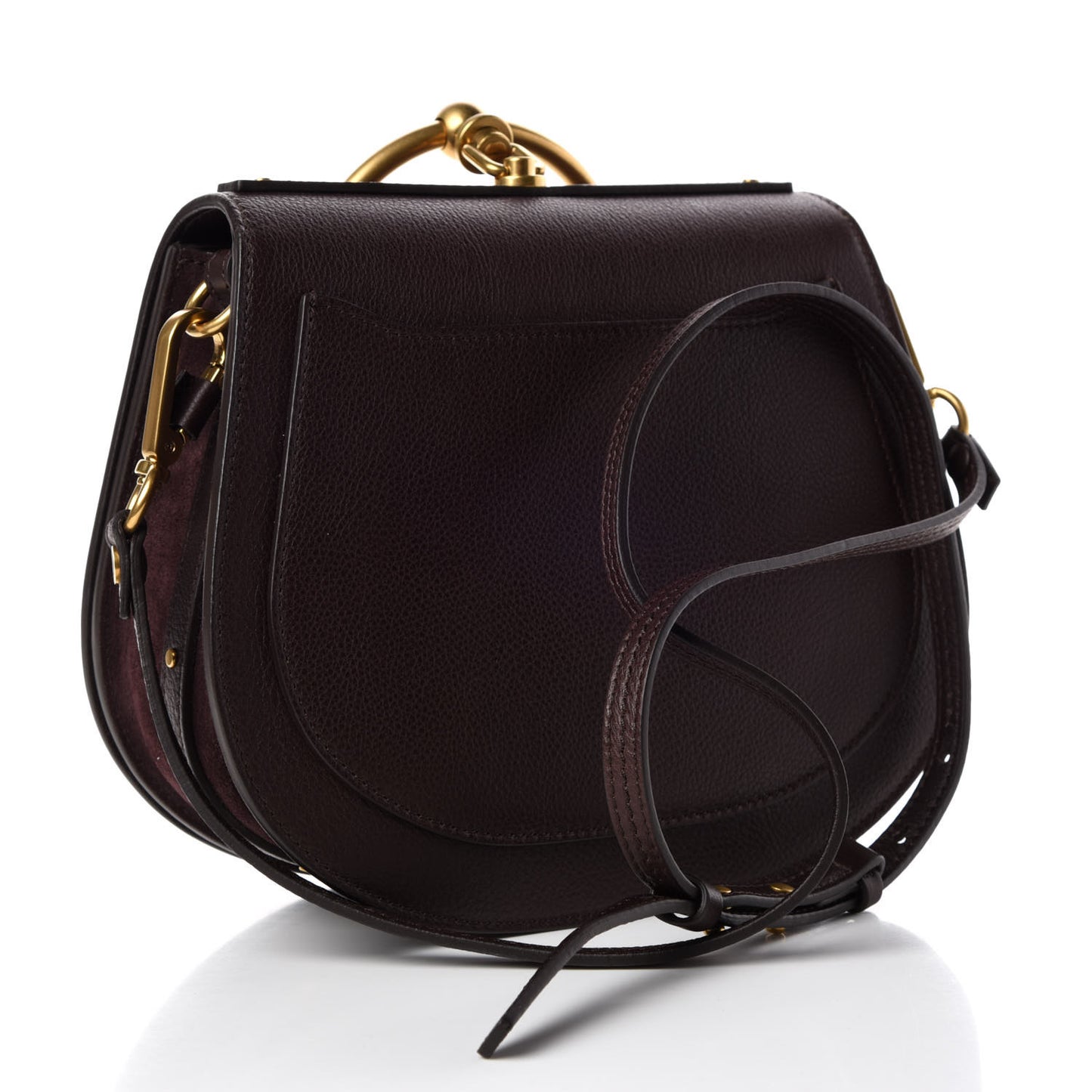 Calfskin Suede Medium Nile Bracelet Bag Carbon Brown