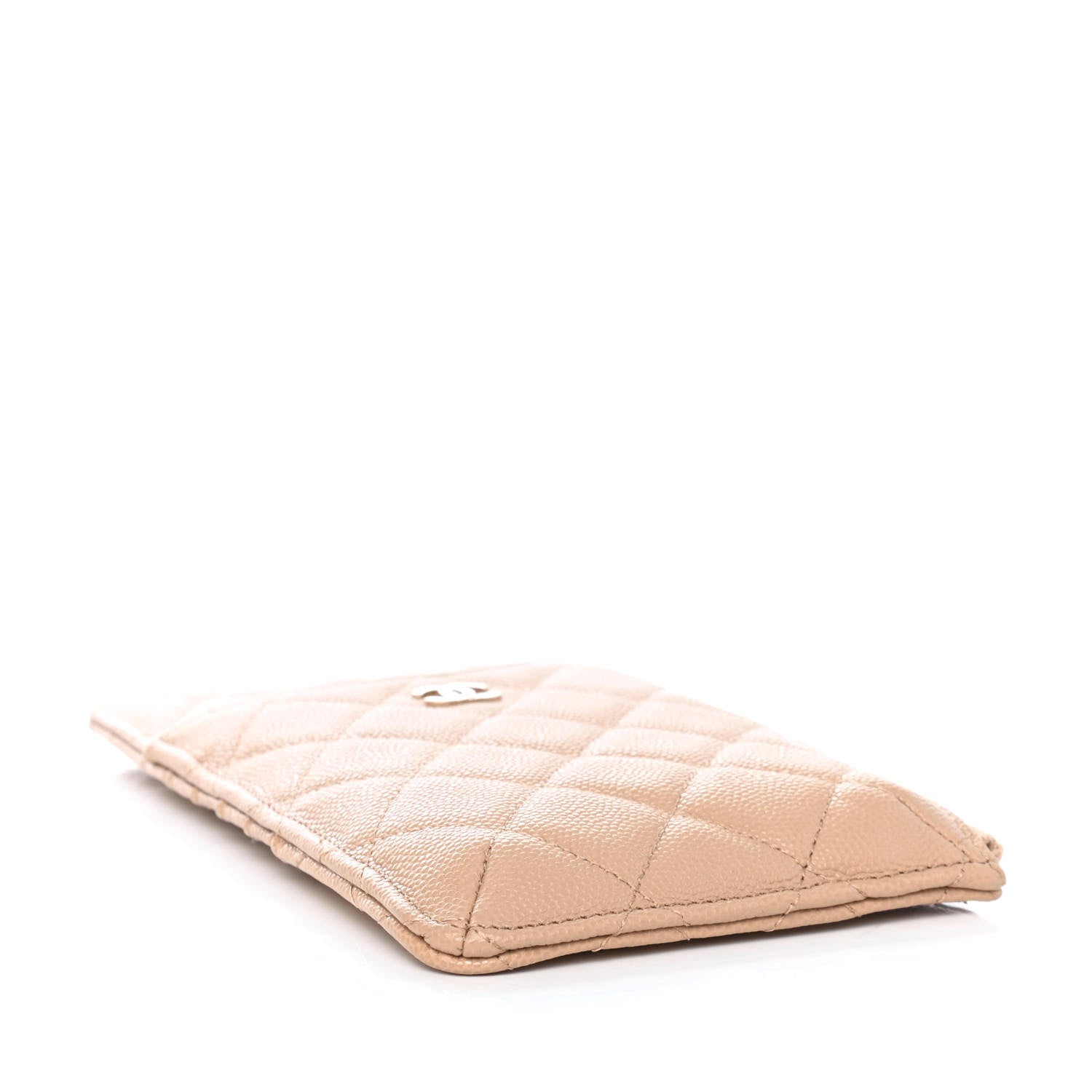 Chanel Caviar Quilted Classic Flat Wallet Pouch Beige 3 of 4