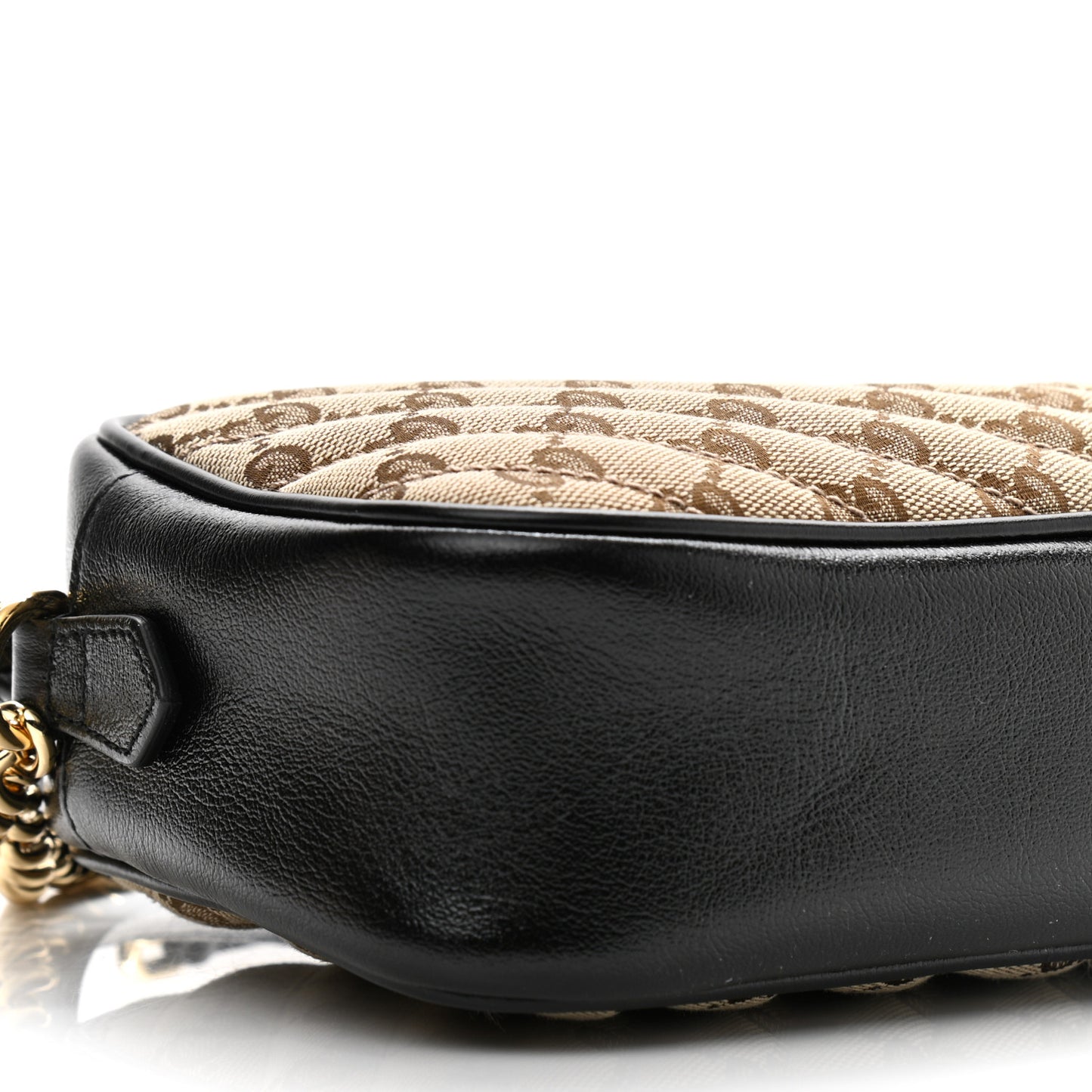 Monogram Matelasse Diagonal Small GG Marmont Chain Shoulder Bag Beige Black