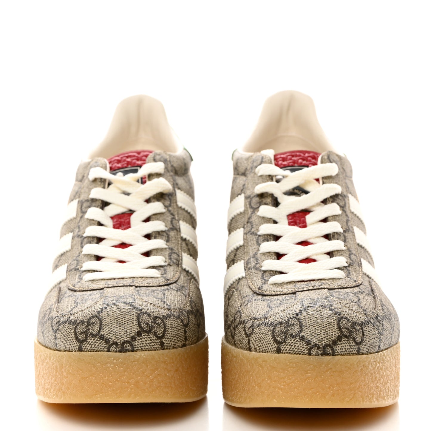 X ADIDAS GG Supreme Monogram Gazelle Wedge Sneakers 40.5 Beige Ebony Off White New Shamarock