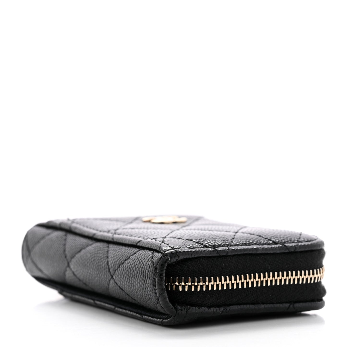 Caviar Quilted Zip Card Holder Black
