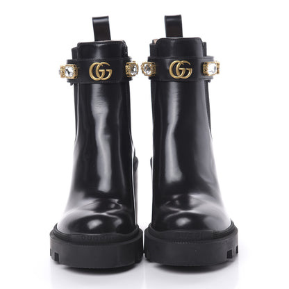 Gucci Calfskin Crystal GG Trip Chelsea Ankle Boots 36 Black 2 of 12