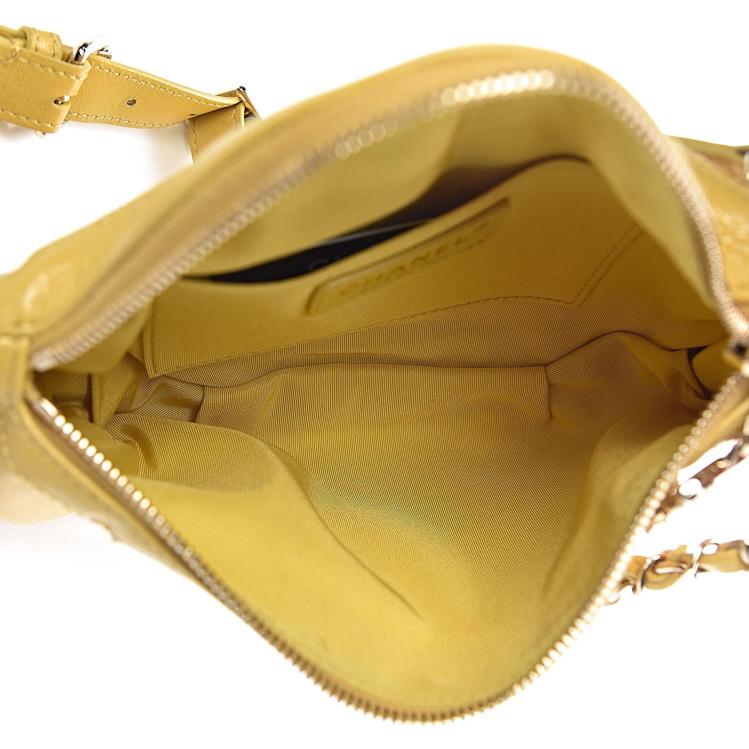 Chanel Crumpled Glazed Lambskin Quilted Waist Bag Fanny Pack Yellow 5 of 12