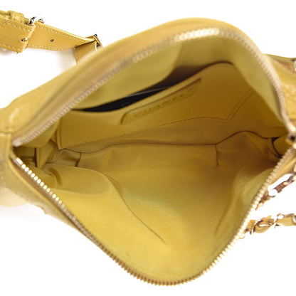 Chanel Crumpled Glazed Lambskin Quilted Waist Bag Fanny Pack Yellow 5 of 12