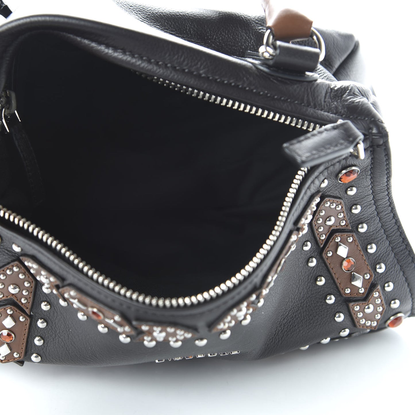 Calfskin Small Studded Pandora Black Brown