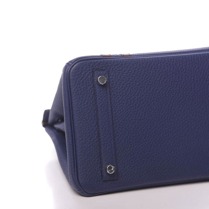 Hermes Togo Swift Officier Birkin 25 Bleu Encre Bordeaux 9 of 11