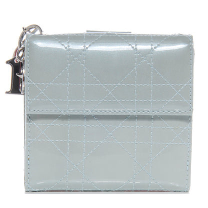 Christian Dior Patent Lady Dior Compact Cannage Wallet Blue 1 of 7
