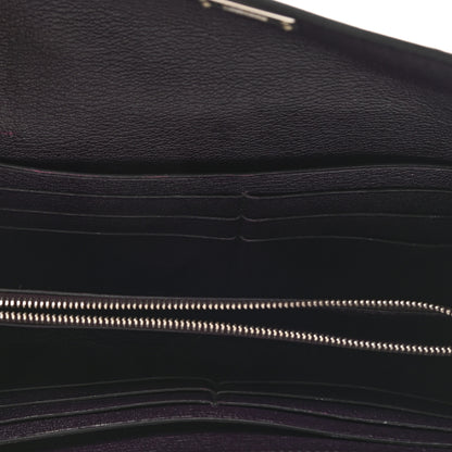 Hermes Matte Alligator Kelly Longue Wallet Prunoir 5 of 8