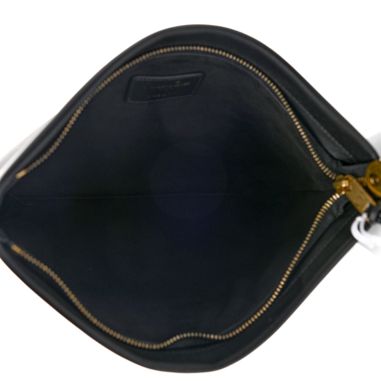 Calfskin Medium Diordouble Zip Pouch Black