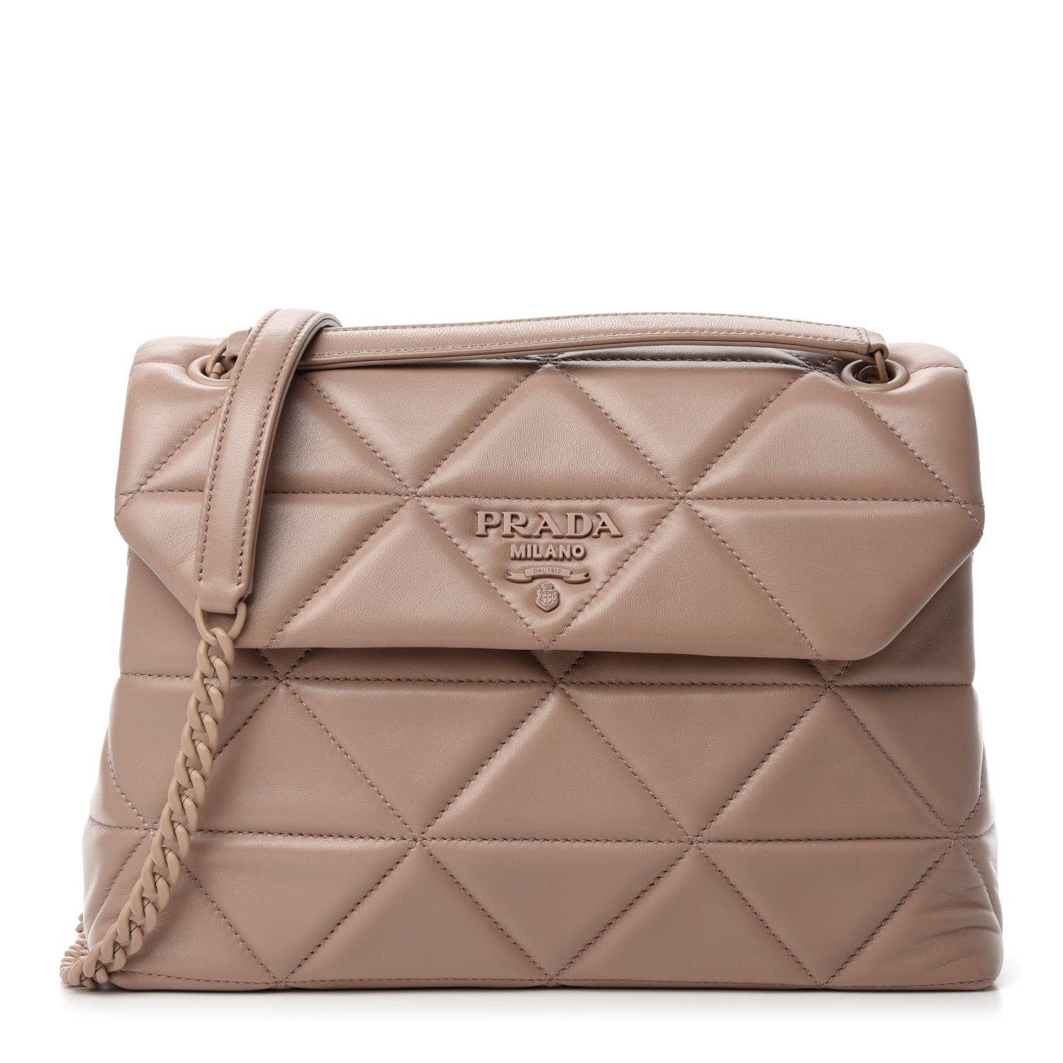 Prada Nappa Triangle Stitched Large Spectrum Bag Cipria 1 of 11