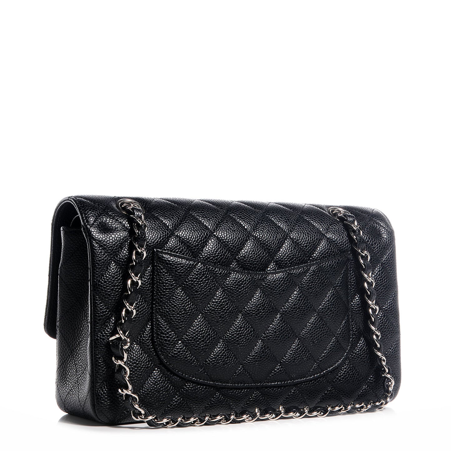 Caviar Quilted Medium Double Flap Black