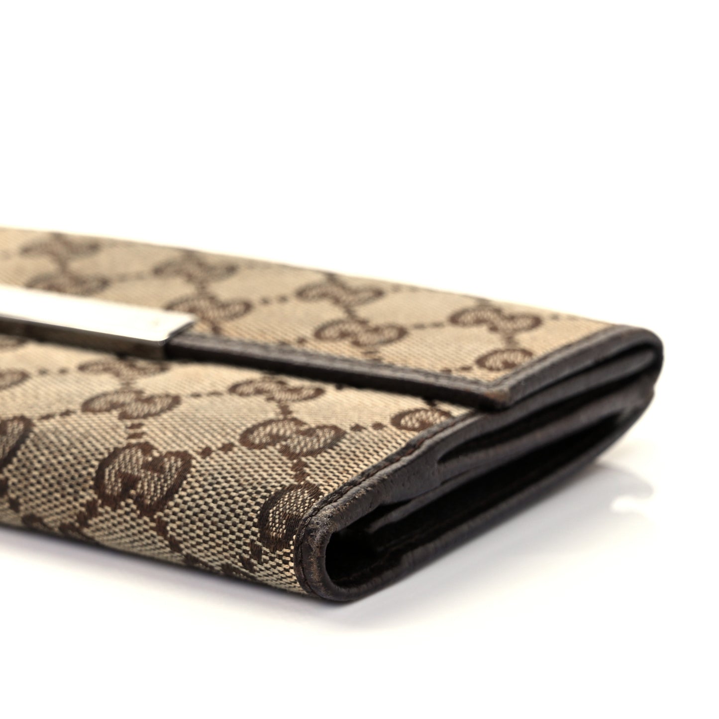 Monogram Metal Bar Continental Flap Wallet Beige Ebony Dark Brown