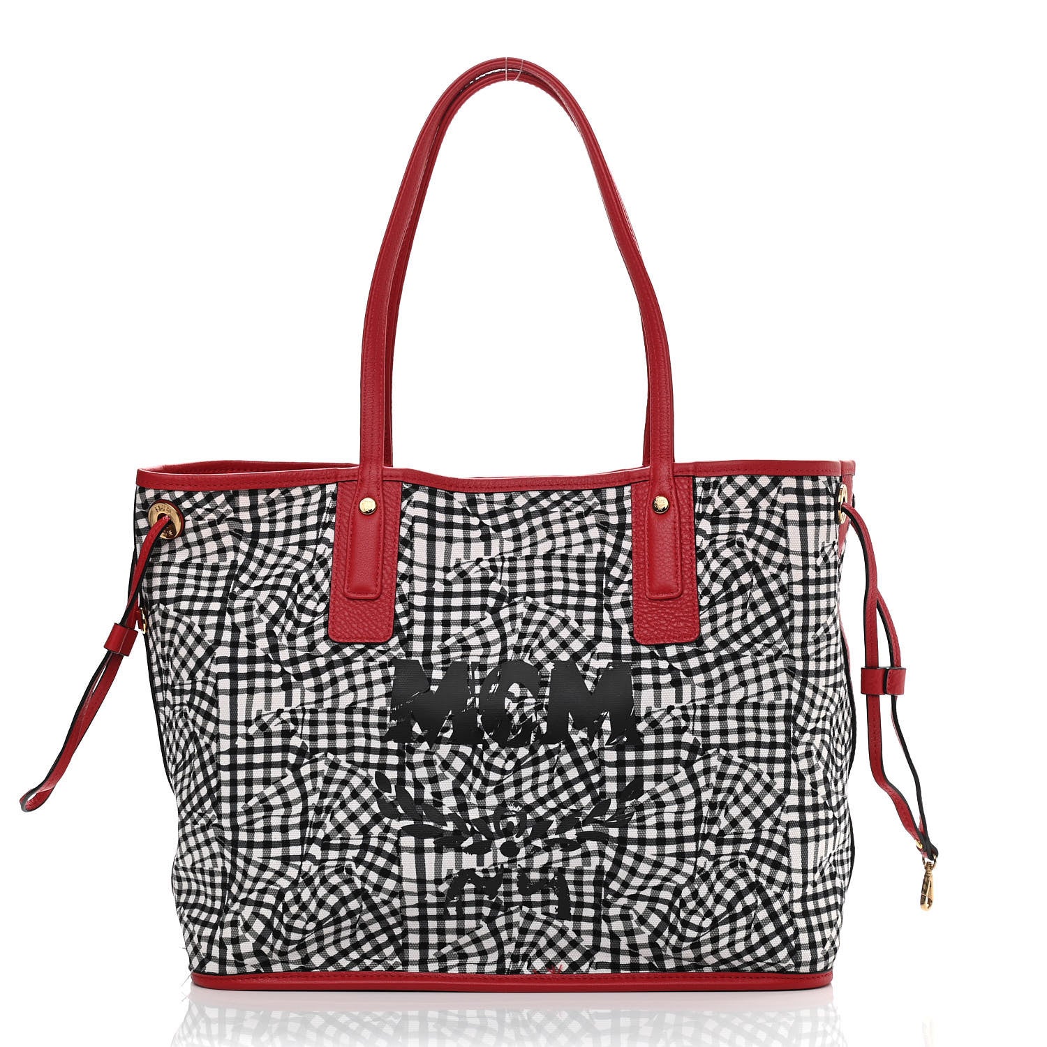 MCM Visetos Medium Liz Reversible Shopper Tote Ruby Red 4 of 16