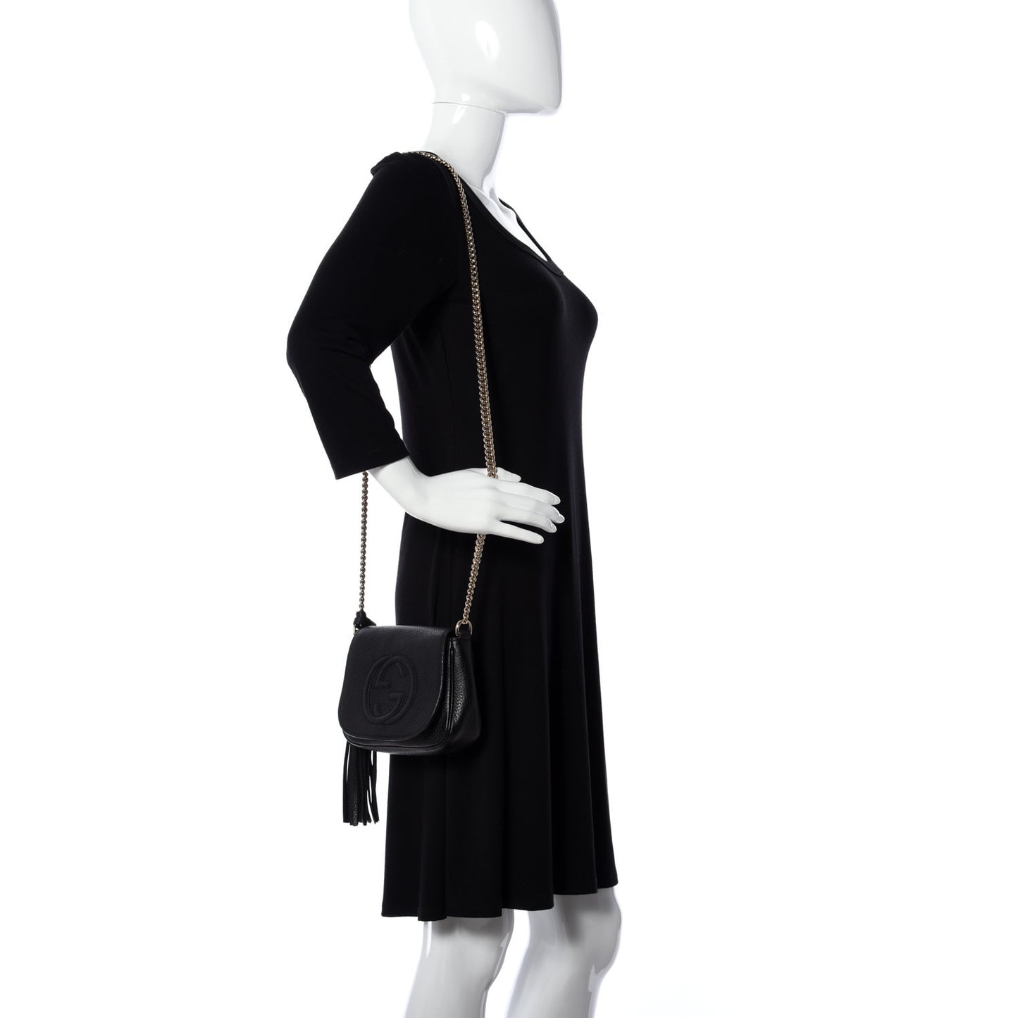 Pebbled Calfskin Small Soho Flap Crossbody Black