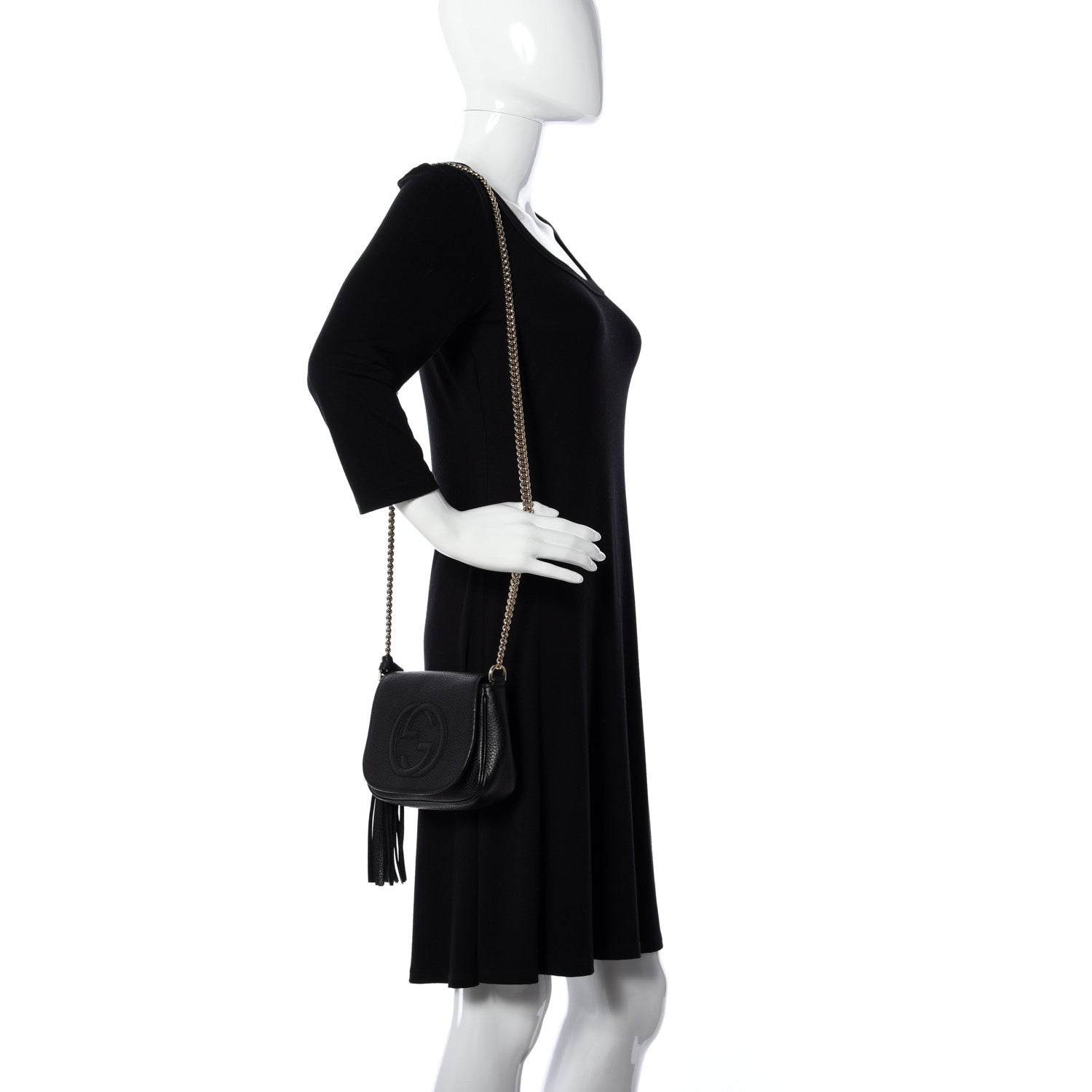 Gucci Pebbled Calfskin Small Soho Flap Crossbody Black 2 of 15