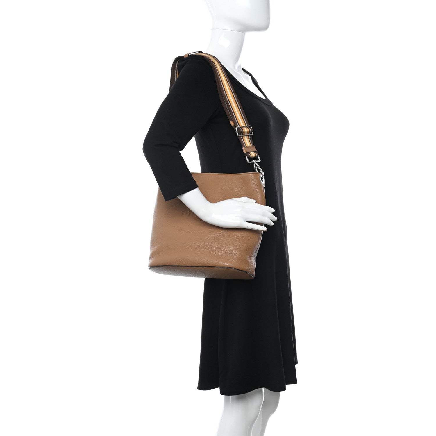 Prada Vitello Phenix Embossed Logo Shoulder Bag Brown 2 of 10