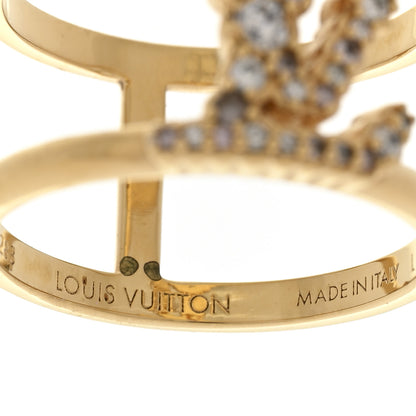 Louis Vuitton Metal Crystal Iconic Tresor Ring L Gold 4 of 5