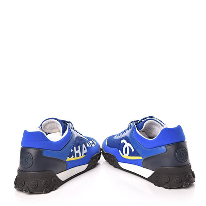 Chanel Calfskin Mesh Lycra Womens Logo Sneakers 39 Royal Blue 6 of 10