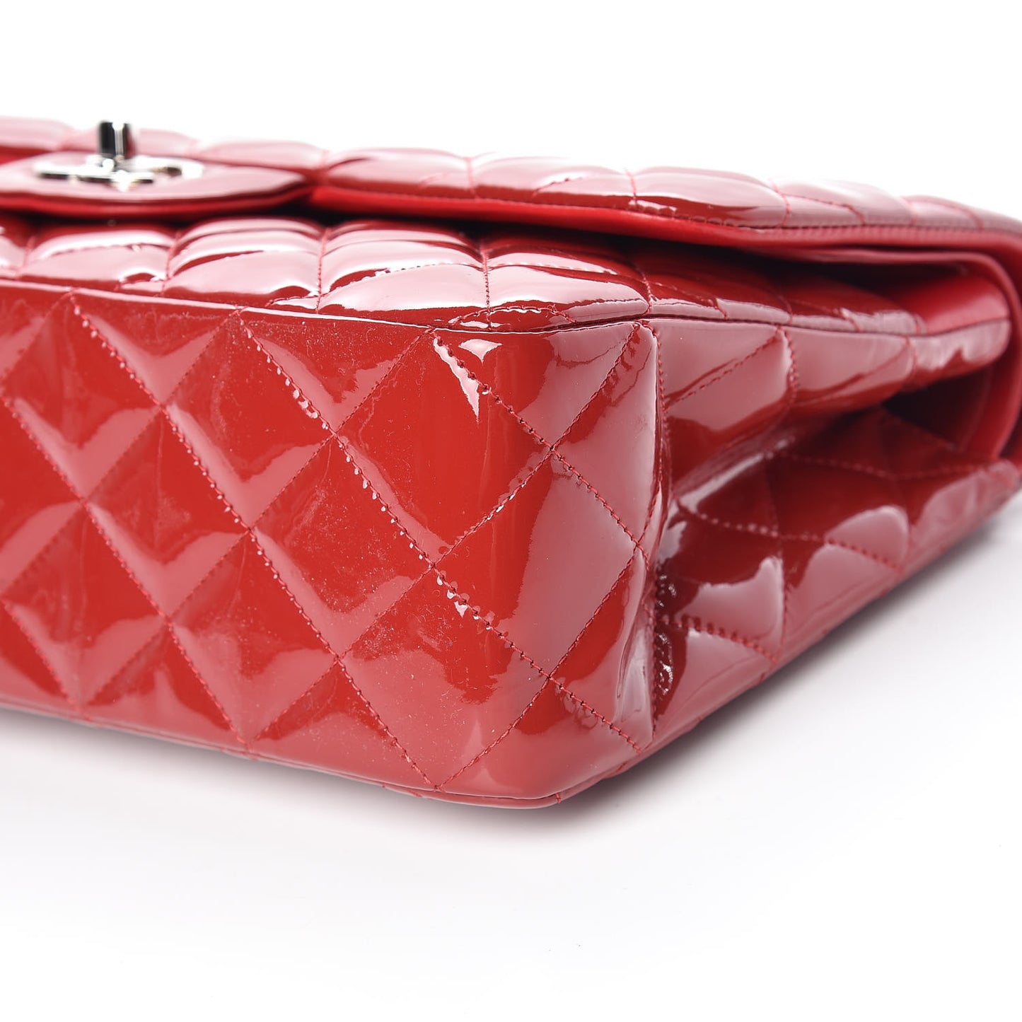 Patent Quilted Jumbo Double Flap Dark Red