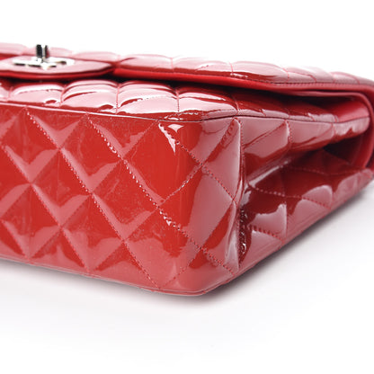Chanel Patent Quilted Jumbo Double Flap Dark Red 10 of 10