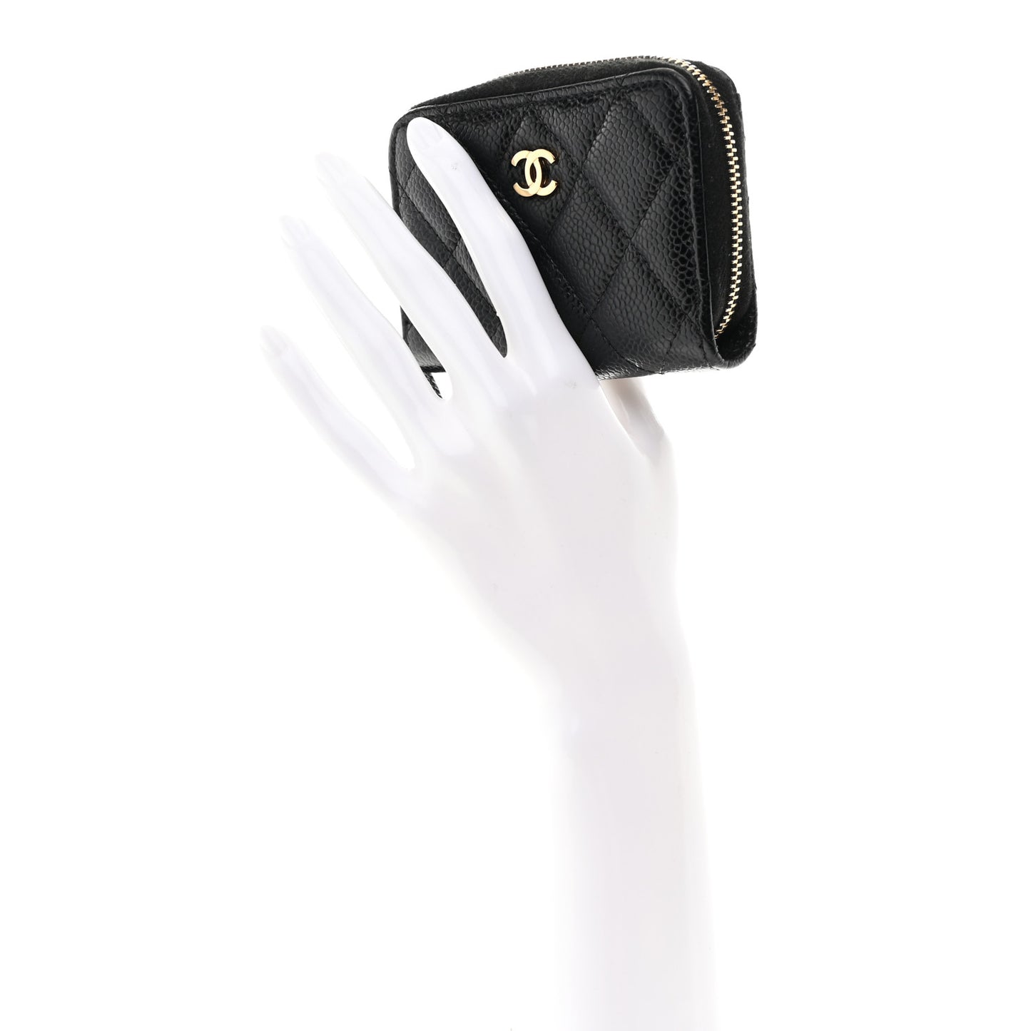 Caviar Quilted Zip Coin Purse Black