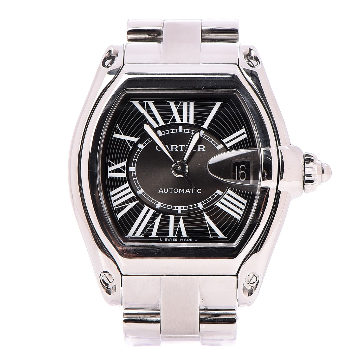 Cartier Stainless Steel 37mm Roadster Automatic Watch Black 1 of 9