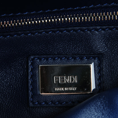 Fendi Nappa Beaded Flowers Mini Peekaboo Iconic Satchel True Blue 7 of 7