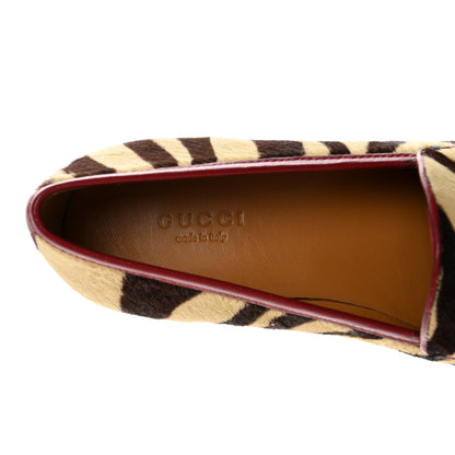 Gucci Calf Hair Tiger Print Womens Jordaan Loafers 36 Natural Black Romantic Cherry 7 of 10