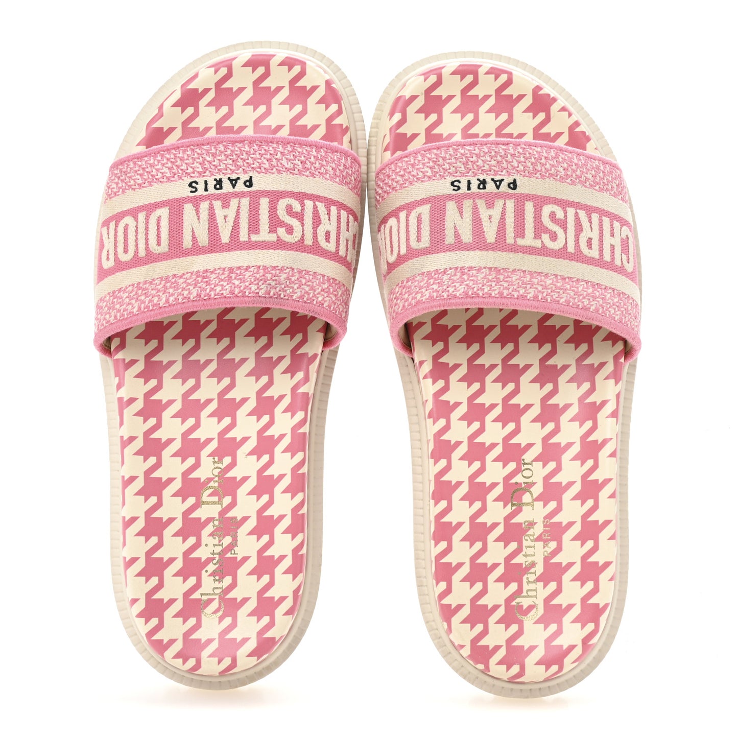 Micro PDP Cotton Houndstooth Embroidered Dway 10mm Slide Sandals 37.5 Peony