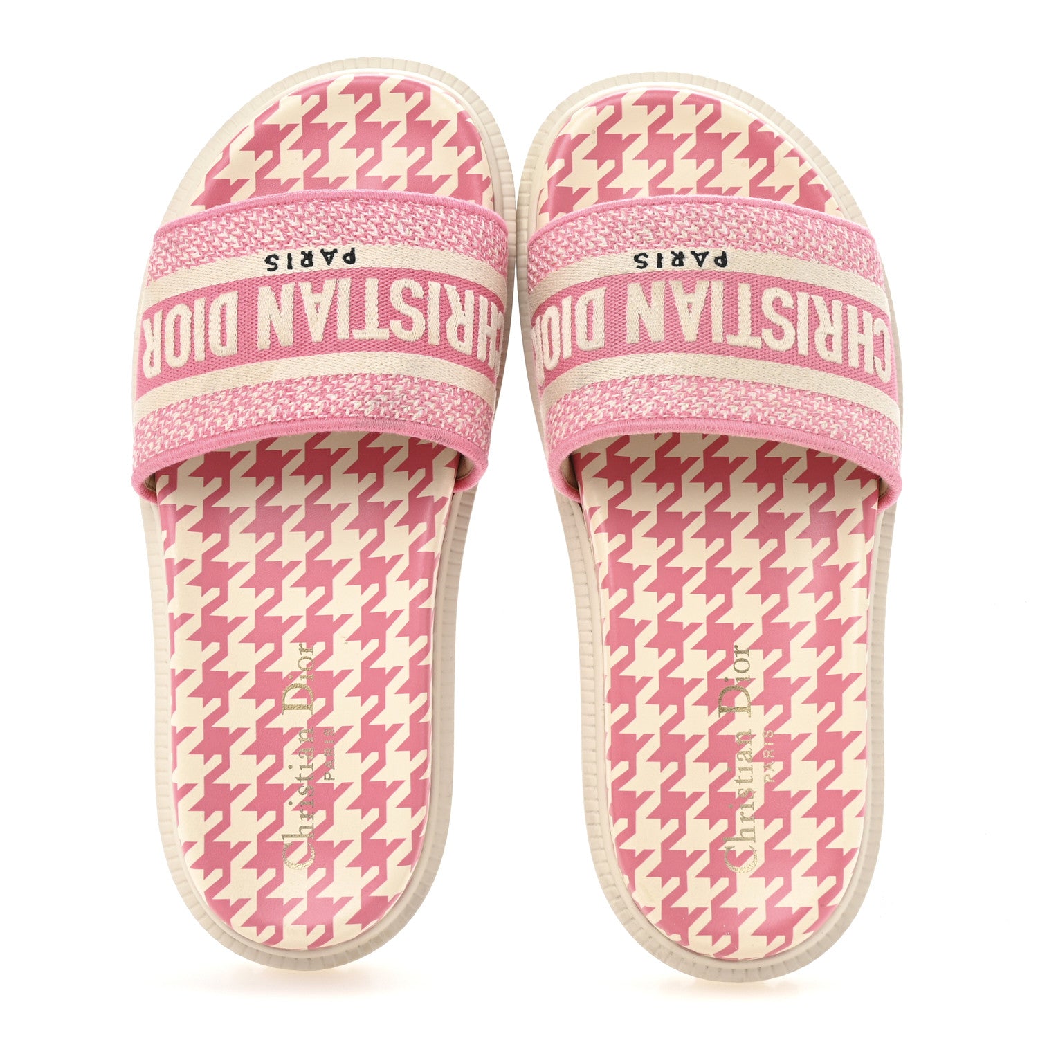 Christian Dior Micro PDP Cotton Houndstooth Embroidered Dway 10mm Slide Sandals 37.5 Peony 2 of 10