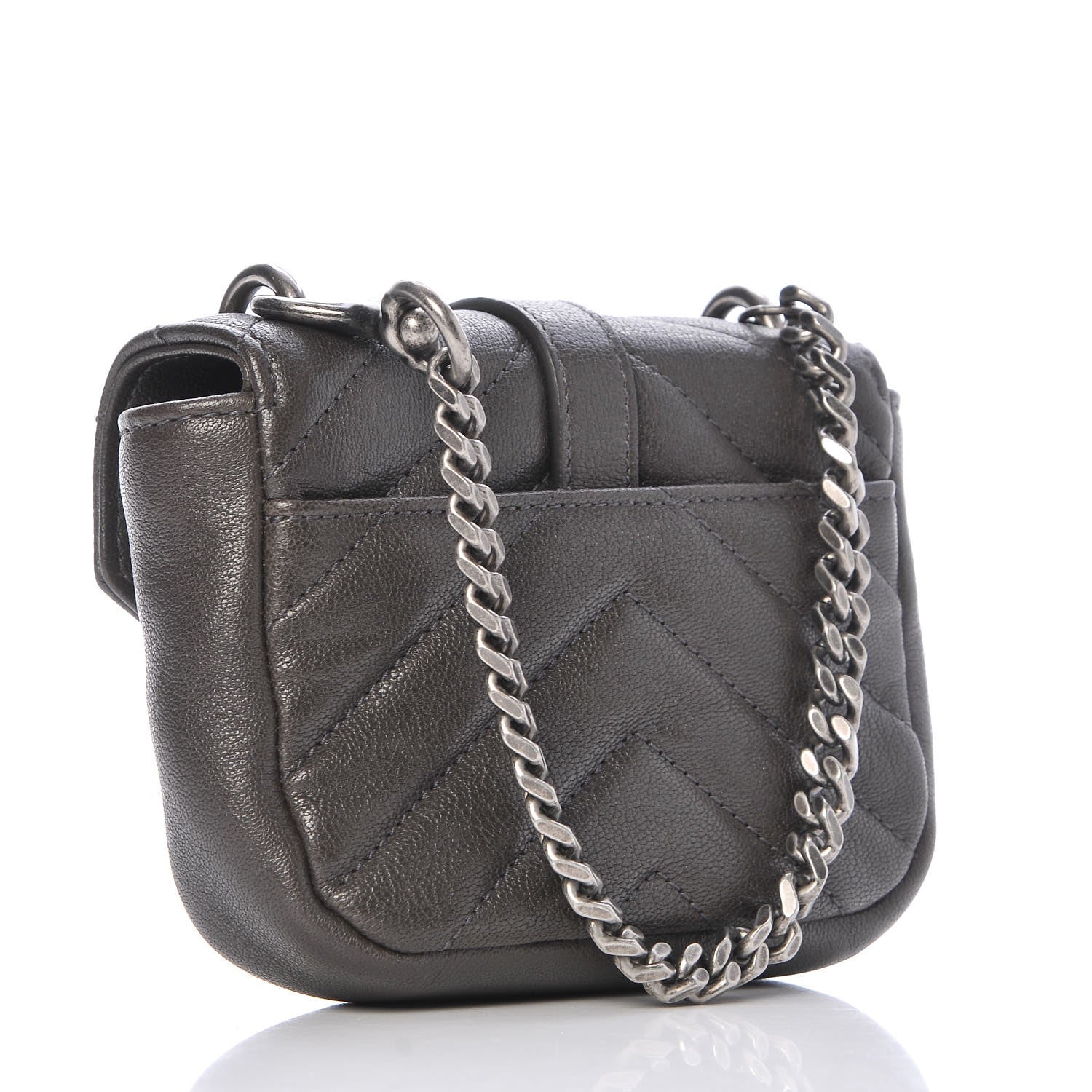 Saint Laurent Sheepskin Matelasse Chevron Monogram Mini College Bag Dark Anthracite 3 of 7