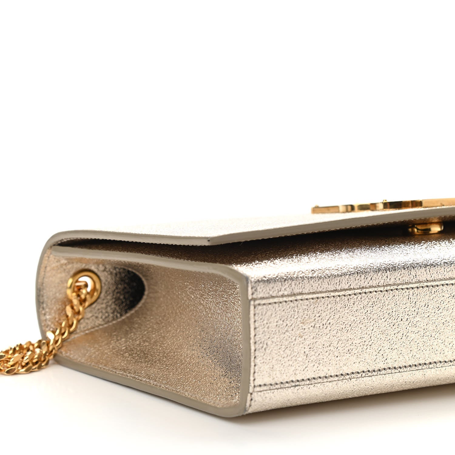 Saint Laurent Metallic Calfskin Medium Classic Monogram Kate Satchel Pale Gold 8 of 9