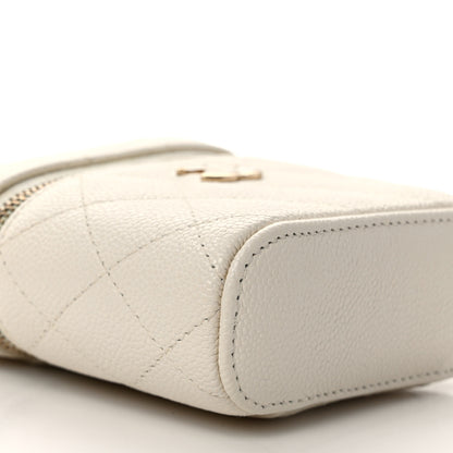 Chanel Caviar Quilted Small Handle With Care Vanity Case With Chain White 9 of 10
