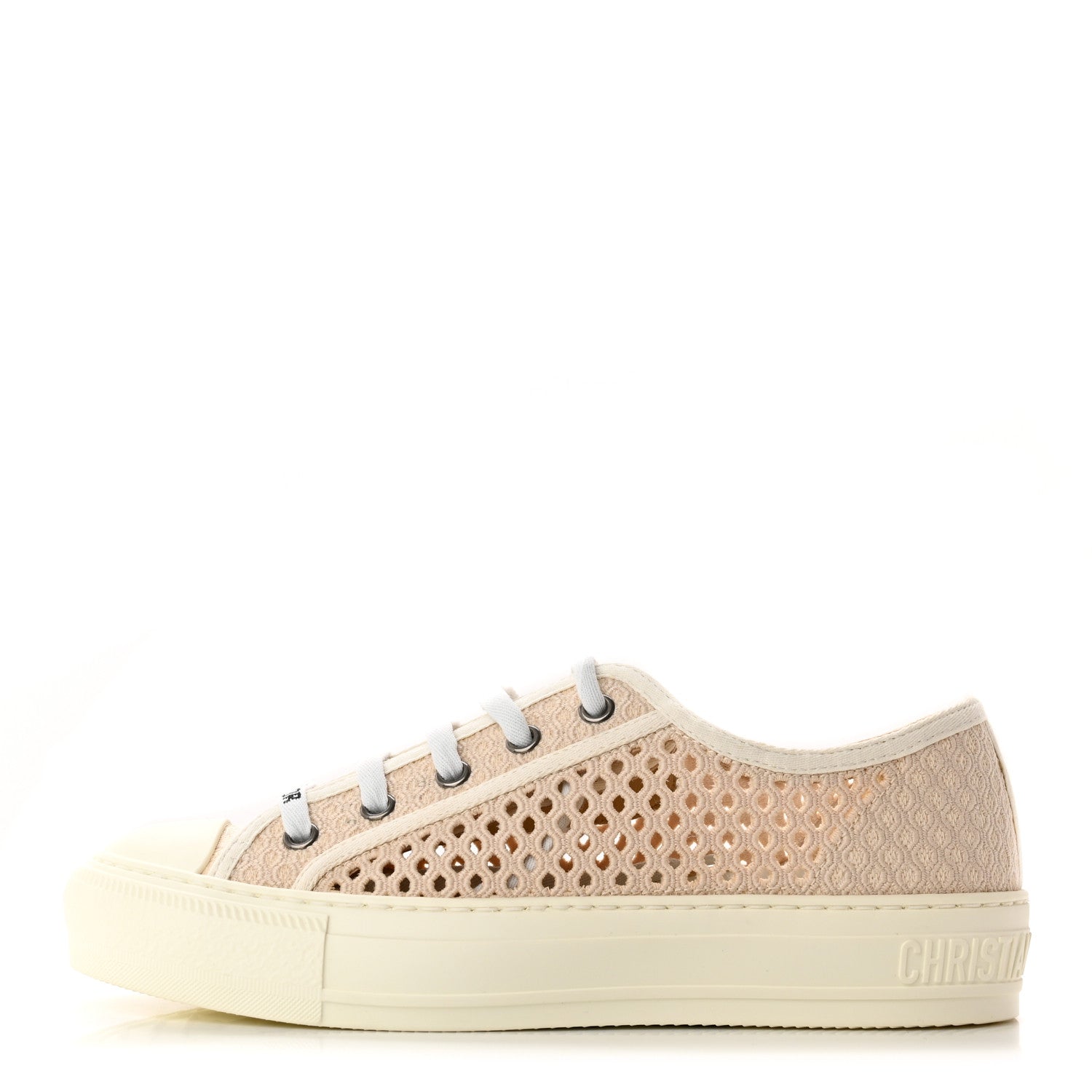 Christian Dior Resille Embroidered Walk 'N' Dior Low Top Sneakers 36 Cream 1 of 12