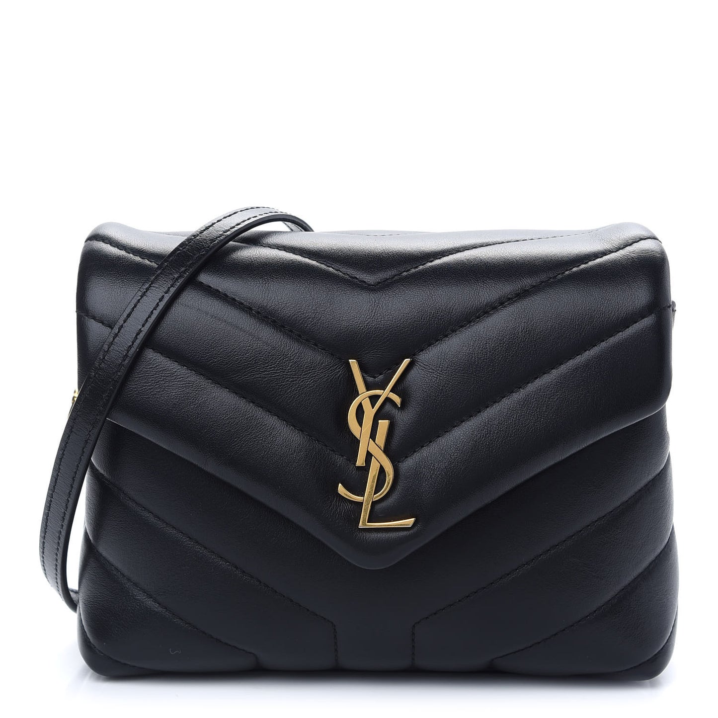 Calfskin Y Quilted Monogram Toy Loulou Crossbody Bag Black