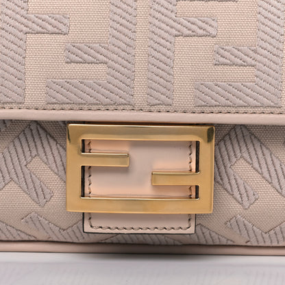 Fendi Canvas Vitello King Bi-Color Strap FF Embroidered Baguette Poudre 10 of 15