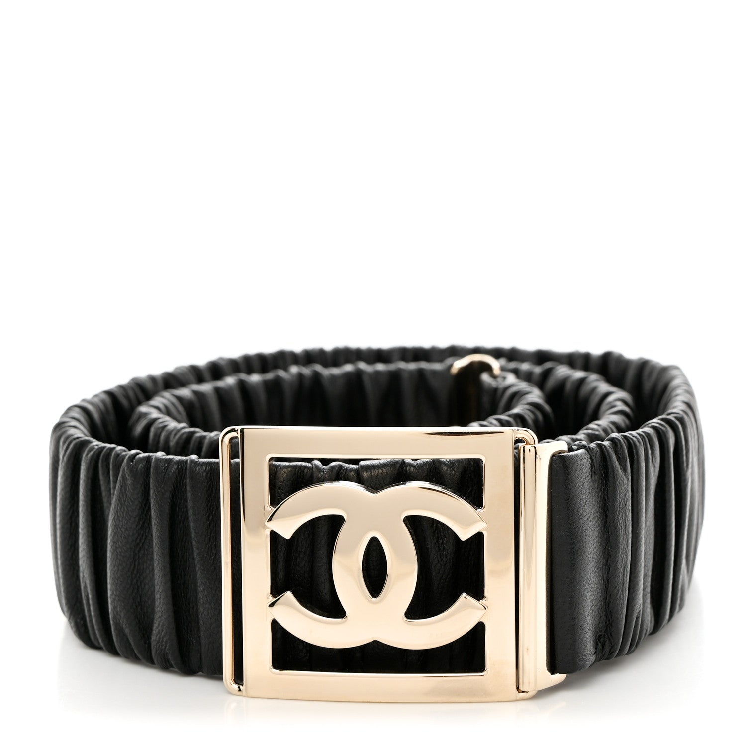 Chanel Lambskin Ruched CC Belt 85 34 Black 1 of 4